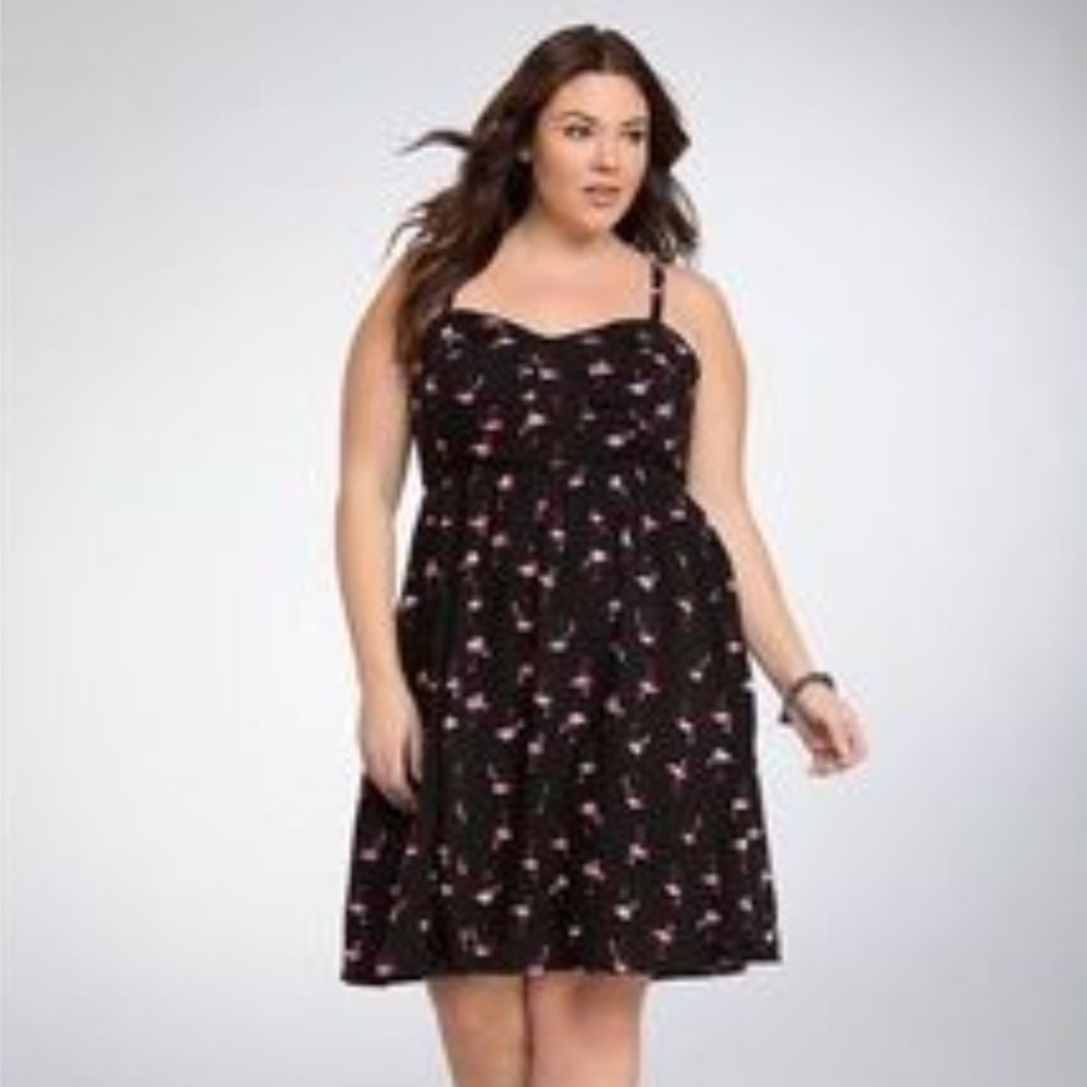 TORRID Flamingo Pattern Black Sundress Size 0X